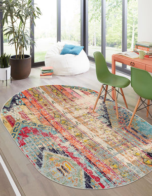 Multicolor 7' 11 x 10' Sedona Oval Area Rug Durable Long Lasting Carpet for Living Rooms, Kitchen, Bedrooms, Office Space, Dorms for Sale at Rug Engine