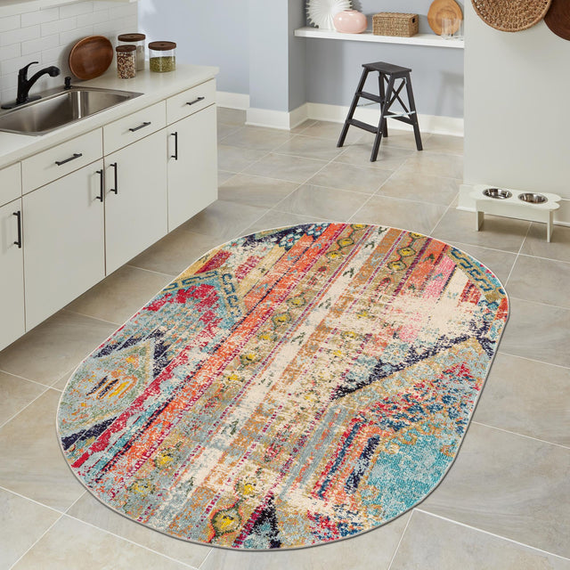 Multicolor 7' 11 x 10' Sedona Oval Area Rug Durable Long Lasting Carpet for Living Rooms, Kitchen, Bedrooms, Office Space, Dorms for Sale at Rug Engine