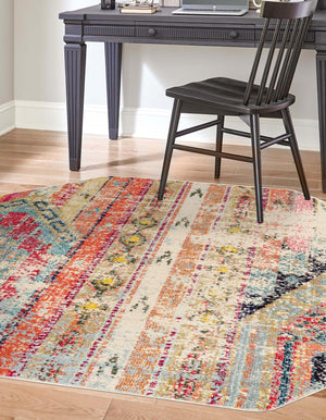 Multicolor 7' 11 x 7' 11 Sedona Octagon Area Rug Durable Long Lasting Carpet for Living Rooms, Kitchen, Bedrooms, Office Space, Dorms for Sale at Rug Engine