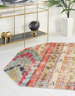 Multicolor 7' 11 x 7' 11 Sedona Octagon Area Rug Durable Long Lasting Carpet for Living Rooms, Kitchen, Bedrooms, Office Space, Dorms for Sale at Rug Engine