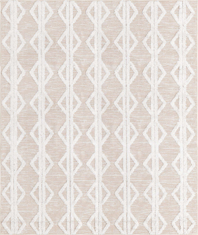 Beige 8' 3 x 10' Sabrina Soto Casa Rectangle Area Rug 100% Cotton Geometric Pattern All Natural Material Eco Friendly Carpet for Sale at Rug Engine