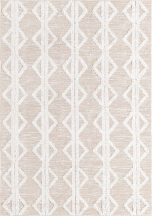 Beige 6' 4 x 9' Sabrina Soto Casa Rectangle Area Rug 100% Cotton Geometric Pattern All Natural Material Eco Friendly Carpet for Sale at Rug Engine
