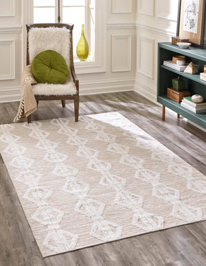 Beige 1' 3 x 1' 4 Sabrina Soto Casa Sample Area Rug 100% Cotton Geometric Pattern All Natural Material Eco Friendly Carpet for Sale at Rug Engine