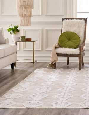 Beige 4' 5 x 6' Sabrina Soto Casa Rectangle Area Rug 100% Cotton Geometric Pattern All Natural Material Eco Friendly Carpet for Sale at Rug Engine