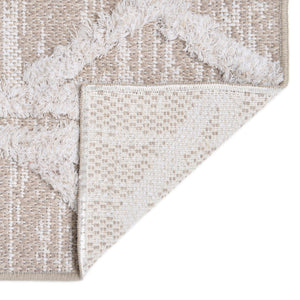 Beige 5' 3 x 8' Sabrina Soto Casa Rectangle Area Rug 100% Cotton Geometric Pattern All Natural Material Eco Friendly Carpet for Sale at Rug Engine
