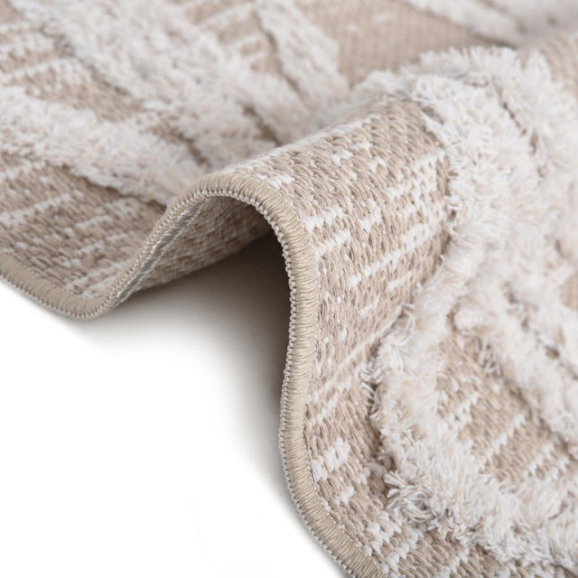 Beige 2' 3 x 3' Sabrina Soto Casa Rectangle Area Rug 100% Cotton Geometric Pattern All Natural Material Eco Friendly Carpet for Sale at Rug Engine