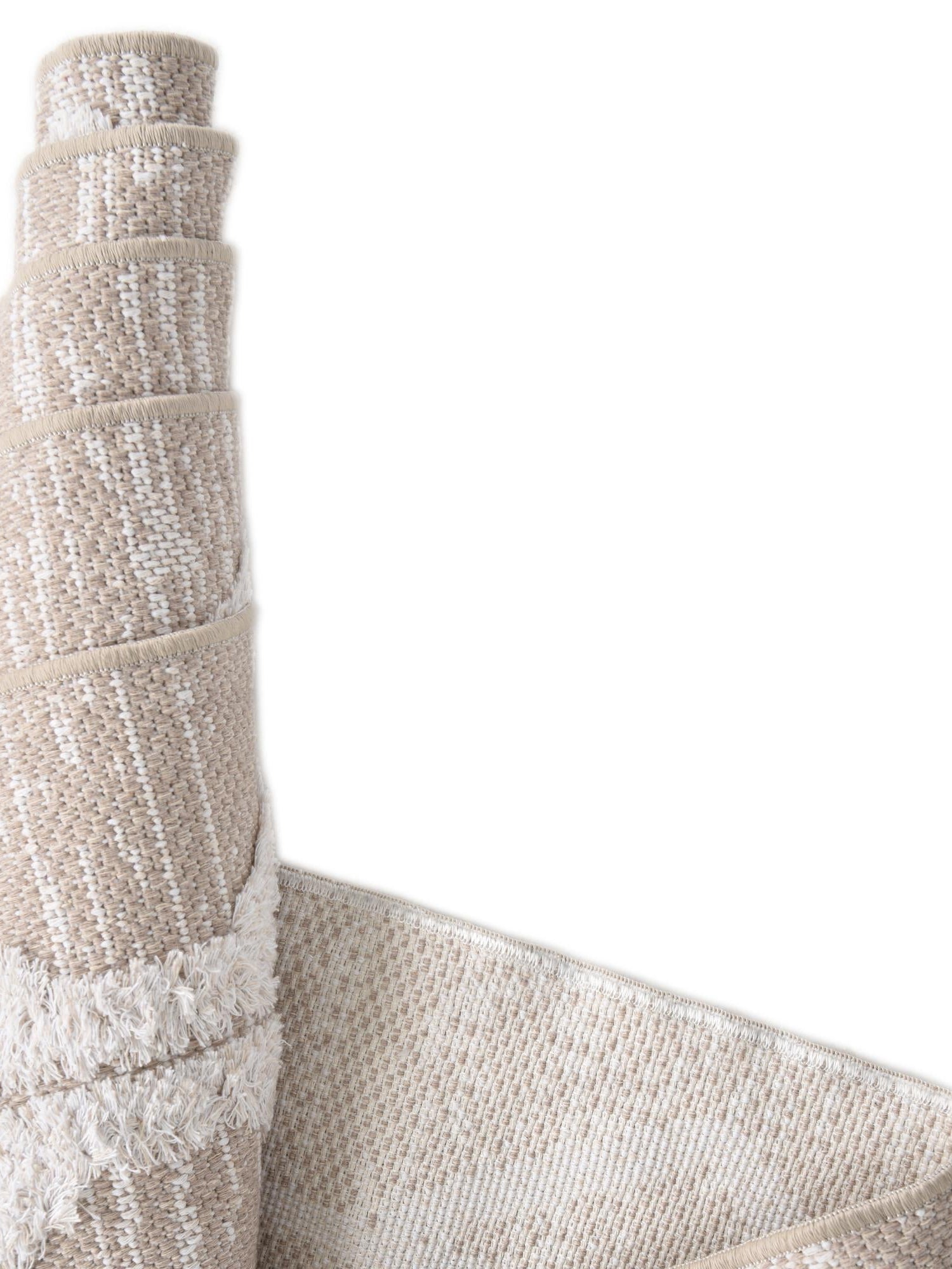 Beige 5' 3 x 8' Sabrina Soto Casa Rectangle Area Rug 100% Cotton Geometric Pattern All Natural Material Eco Friendly Carpet for Sale at Rug Engine
