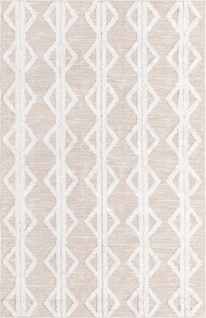 Beige 5' 3 x 8' Sabrina Soto Casa Rectangle Area Rug 100% Cotton Geometric Pattern All Natural Material Eco Friendly Carpet for Sale at Rug Engine