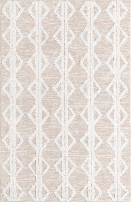 Beige 5' 3 x 8' Sabrina Soto Casa Rectangle Area Rug 100% Cotton Geometric Pattern All Natural Material Eco Friendly Carpet for Sale at Rug Engine