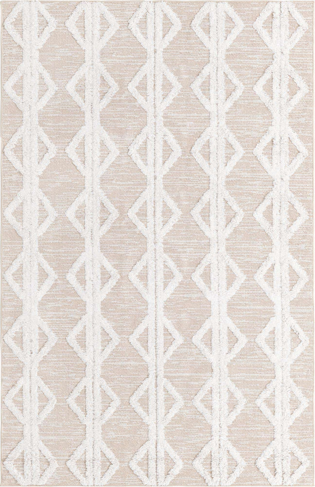 Beige 5' 3 x 8' Sabrina Soto Casa Rectangle Area Rug 100% Cotton Geometric Pattern All Natural Material Eco Friendly Carpet for Sale at Rug Engine