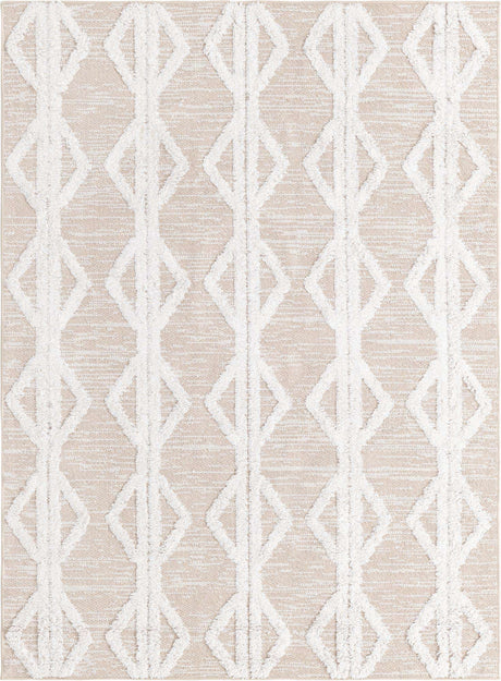 Beige 4' 5 x 6' Sabrina Soto Casa Rectangle Area Rug 100% Cotton Geometric Pattern All Natural Material Eco Friendly Carpet for Sale at Rug Engine