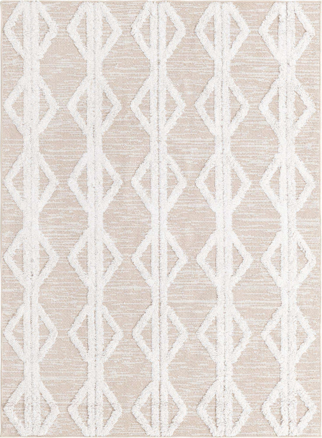 Beige 4' 5 x 6' Sabrina Soto Casa Rectangle Area Rug 100% Cotton Geometric Pattern All Natural Material Eco Friendly Carpet for Sale at Rug Engine