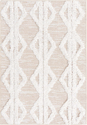 Beige 2' 3 x 3' Sabrina Soto Casa Rectangle Area Rug 100% Cotton Geometric Pattern All Natural Material Eco Friendly Carpet for Sale at Rug Engine