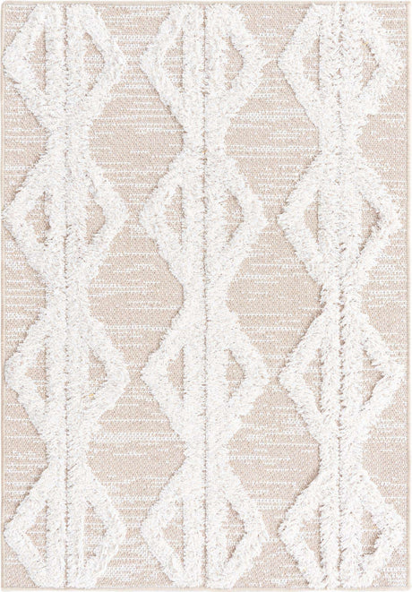 Beige 2' 3 x 3' Sabrina Soto Casa Rectangle Area Rug 100% Cotton Geometric Pattern All Natural Material Eco Friendly Carpet for Sale at Rug Engine