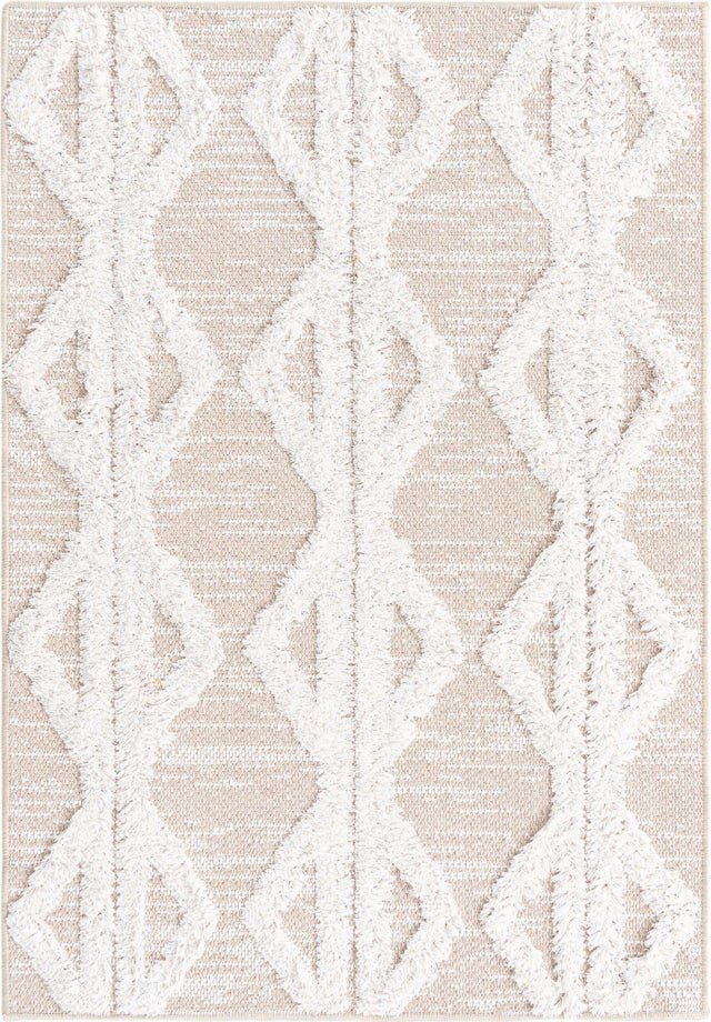 Beige 2' 3 x 3' Sabrina Soto Casa Rectangle Area Rug 100% Cotton Geometric Pattern All Natural Material Eco Friendly Carpet for Sale at Rug Engine