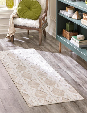 Beige 2' 3 x 8' Sabrina Soto Casa Runner Area Rug 100% Cotton Geometric Pattern All Natural Material Eco Friendly Carpet for Sale at Rug Engine