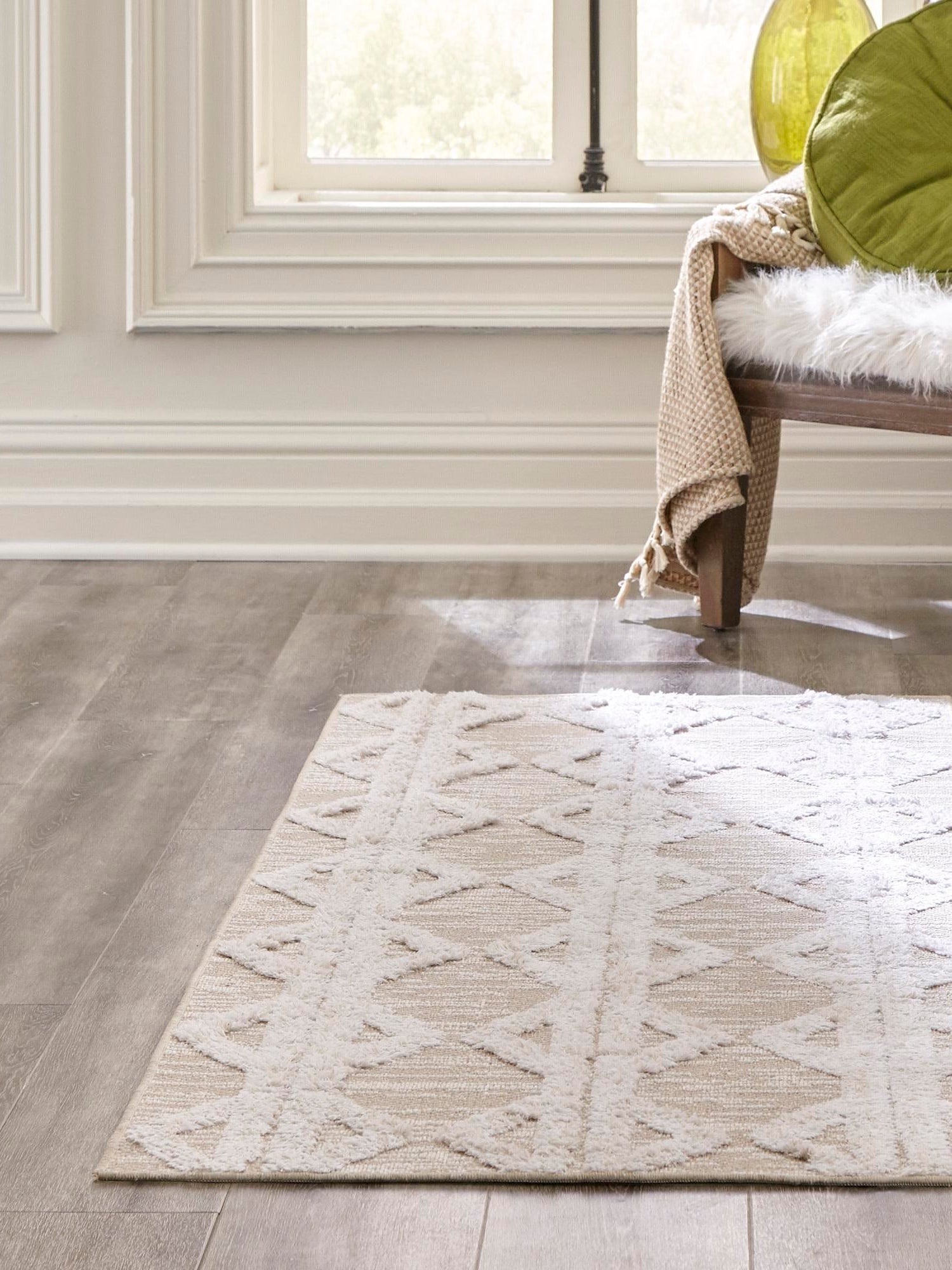Beige 2' 3 x 6' Sabrina Soto Casa Runner Area Rug 100% Cotton Geometric Pattern All Natural Material Eco Friendly Carpet for Sale at Rug Engine