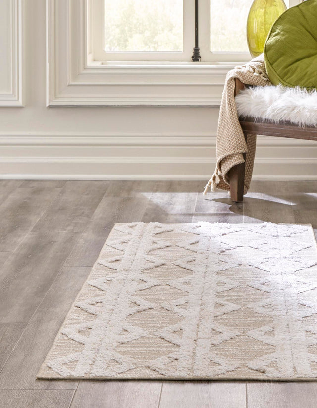 Beige 2' 7 x 12' Sabrina Soto Casa Runner Area Rug 100% Cotton Geometric Pattern All Natural Material Eco Friendly Carpet for Sale at Rug Engine