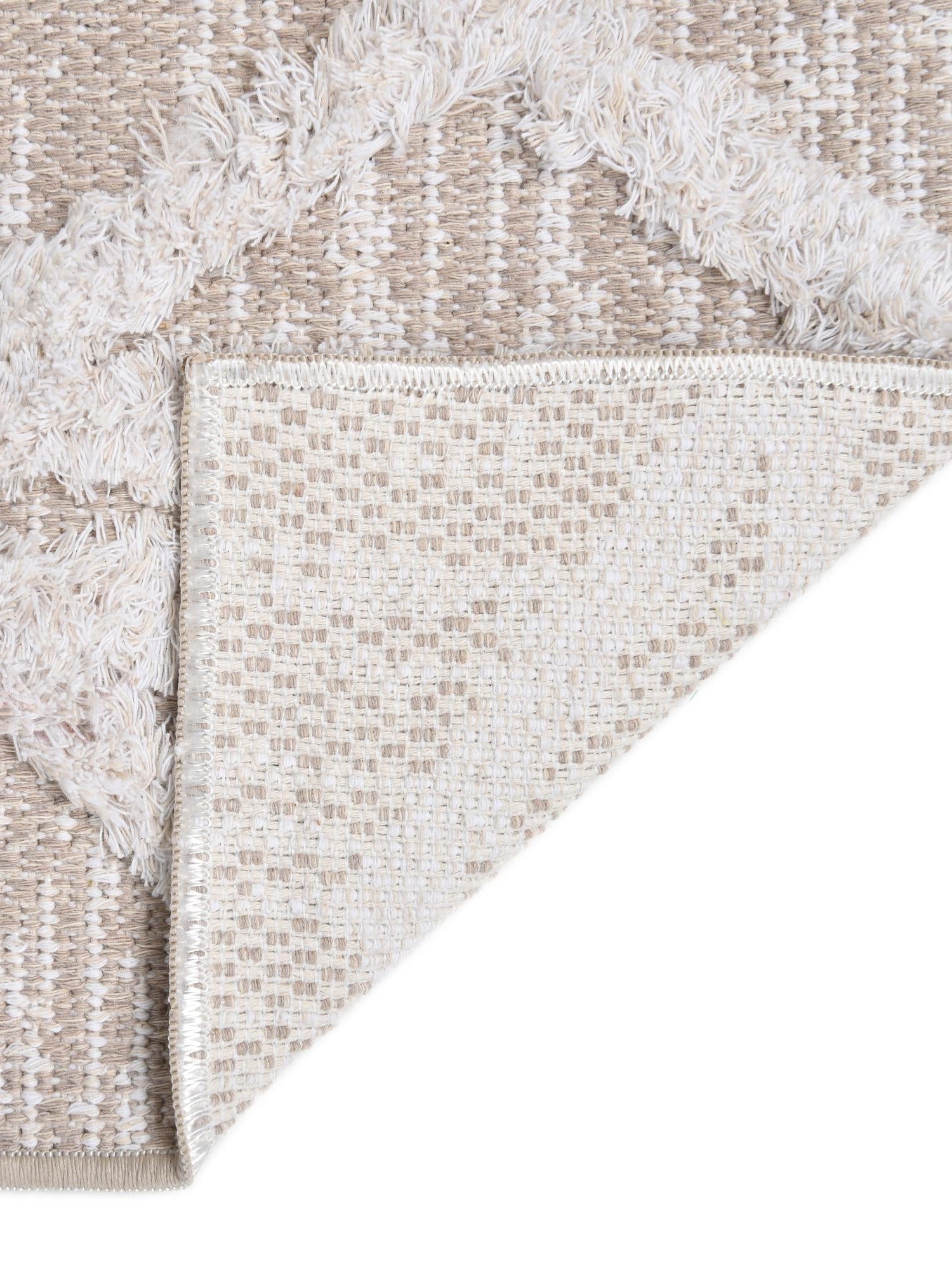 Beige 2' 7 x 12' Sabrina Soto Casa Runner Area Rug 100% Cotton Geometric Pattern All Natural Material Eco Friendly Carpet for Sale at Rug Engine