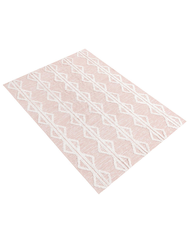 Pink 6' 4 x 9' Sabrina Soto Casa Rectangle Area Rug 100% Cotton Geometric Pattern All Natural Material Eco Friendly Carpet for Sale at Rug Engine