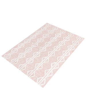 Pink 6' 4 x 9' Sabrina Soto Casa Rectangle Area Rug 100% Cotton Geometric Pattern All Natural Material Eco Friendly Carpet for Sale at Rug Engine