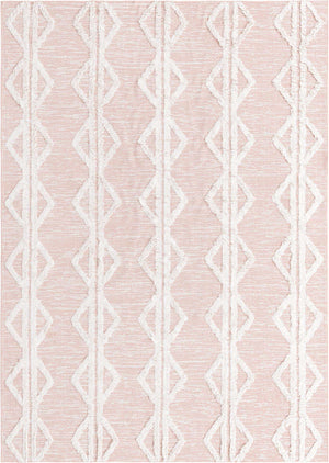 Pink 6' 4 x 9' Sabrina Soto Casa Rectangle Area Rug 100% Cotton Geometric Pattern All Natural Material Eco Friendly Carpet for Sale at Rug Engine