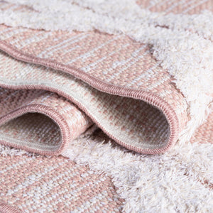 Pink 6' 4 x 9' Sabrina Soto Casa Rectangle Area Rug 100% Cotton Geometric Pattern All Natural Material Eco Friendly Carpet for Sale at Rug Engine