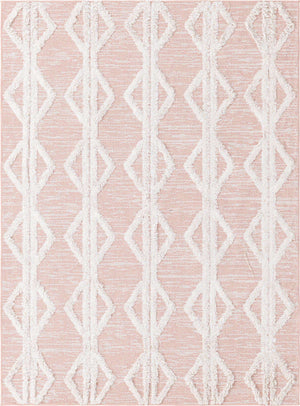Pink 4' 5 x 6' Sabrina Soto Casa Rectangle Area Rug 100% Cotton Geometric Pattern All Natural Material Eco Friendly Carpet for Sale at Rug Engine