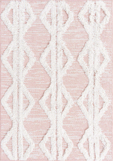 Pink 2' 3 x 3' Sabrina Soto Casa Rectangle Area Rug 100% Cotton Geometric Pattern All Natural Material Eco Friendly Carpet for Sale at Rug Engine