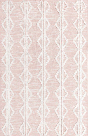 Pink 1' 3 x 1' 4 Sabrina Soto Casa Sample Area Rug 100% Cotton Geometric Pattern All Natural Material Eco Friendly Carpet for Sale at Rug Engine