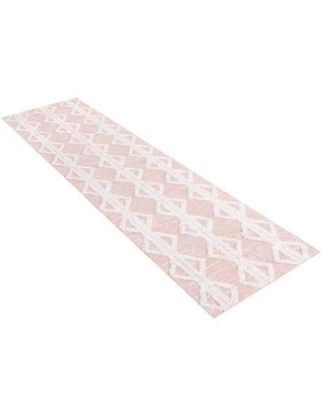 Pink 2' 7 x 12' Sabrina Soto Casa Runner Area Rug 100% Cotton Geometric Pattern All Natural Material Eco Friendly Carpet for Sale at Rug Engine