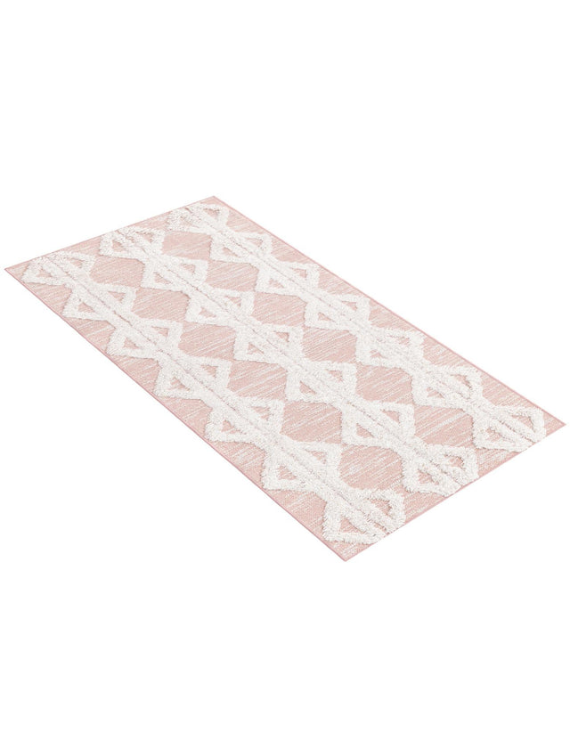 Pink 2' 3 x 6' Sabrina Soto Casa Runner Area Rug 100% Cotton Geometric Pattern All Natural Material Eco Friendly Carpet for Sale at Rug Engine