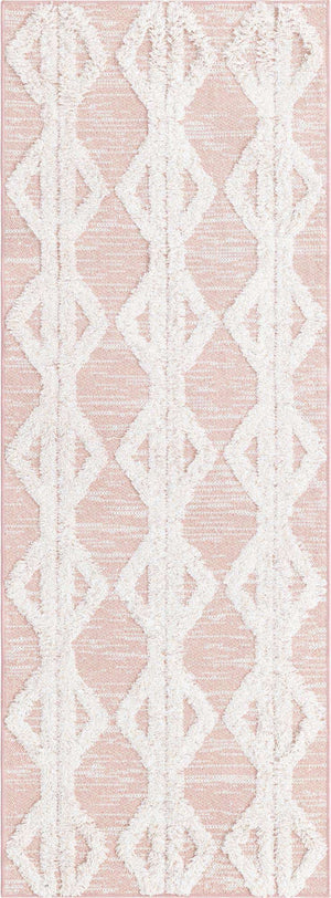 Pink 2' 3 x 6' Sabrina Soto Casa Runner Area Rug 100% Cotton Geometric Pattern All Natural Material Eco Friendly Carpet for Sale at Rug Engine