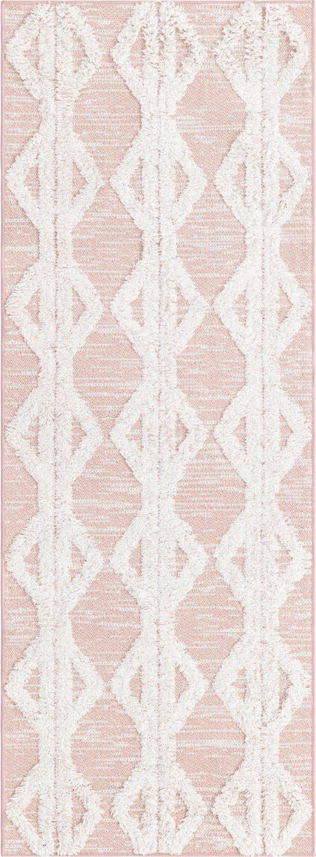 Pink 2' 3 x 6' Sabrina Soto Casa Runner Area Rug 100% Cotton Geometric Pattern All Natural Material Eco Friendly Carpet for Sale at Rug Engine