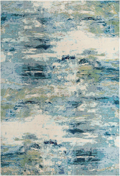 Light Blue 10' x 14' Chromatic Rectangle Area Rug 100% Polypropylene With Cotton Backing Abstract Modern Colorful Carpet Mat for Home Decor & Interior Design for Sale at Rug Engine