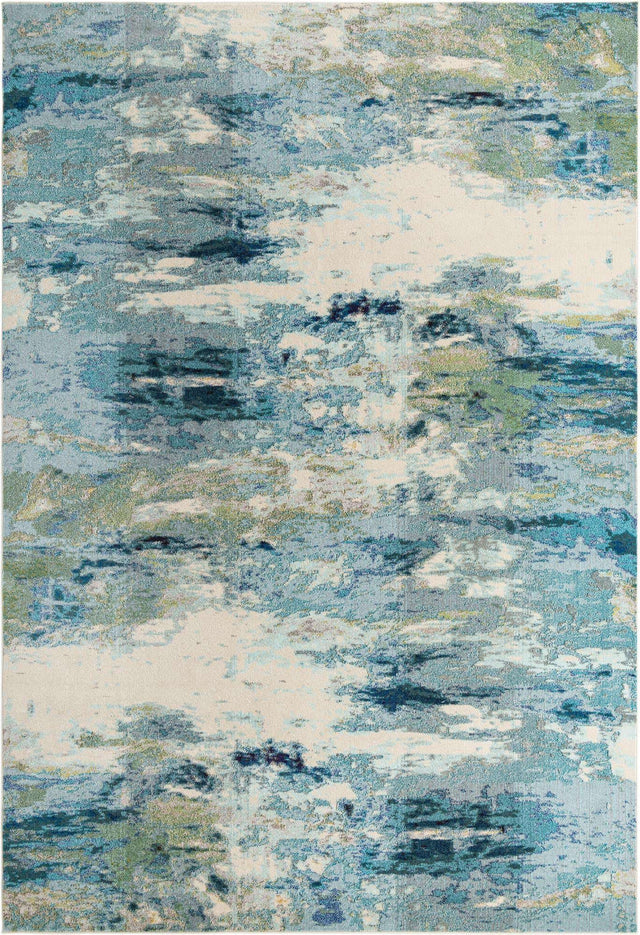 Light Blue 10' x 14' Chromatic Rectangle Area Rug 100% Polypropylene With Cotton Backing Abstract Modern Colorful Carpet Mat for Home Decor & Interior Design for Sale at Rug Engine