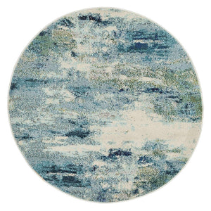 Light Blue 3' 3 x 3' 3 Chromatic Round Area Rug 100% Polypropylene With Cotton Backing Abstract Modern Colorful Carpet Mat for Home Decor & Interior Design for Sale at Rug Engine