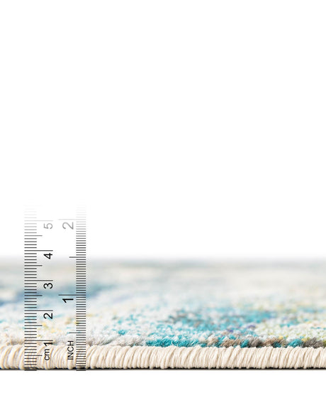 Light Blue 5' x 5' Chromatic Octagon Area Rug 100% Polypropylene With Cotton Backing Abstract Modern Colorful Carpet Mat for Home Decor & Interior Design for Sale at Rug Engine