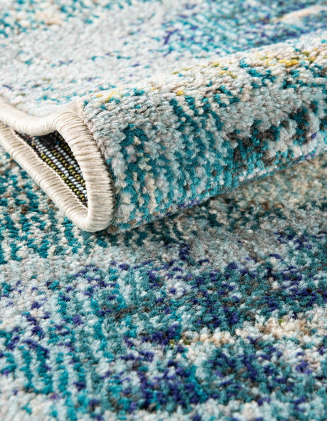 Light Blue 5' x 5' Chromatic Octagon Area Rug 100% Polypropylene With Cotton Backing Abstract Modern Colorful Carpet Mat for Home Decor & Interior Design for Sale at Rug Engine
