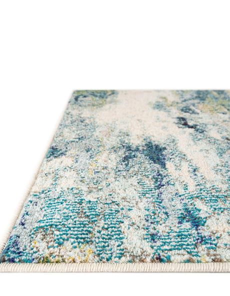 Light Blue 5' x 5' Chromatic Octagon Area Rug 100% Polypropylene With Cotton Backing Abstract Modern Colorful Carpet Mat for Home Decor & Interior Design for Sale at Rug Engine