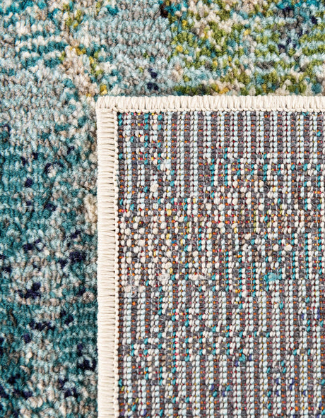 Light Blue 5' x 5' Chromatic Octagon Area Rug 100% Polypropylene With Cotton Backing Abstract Modern Colorful Carpet Mat for Home Decor & Interior Design for Sale at Rug Engine