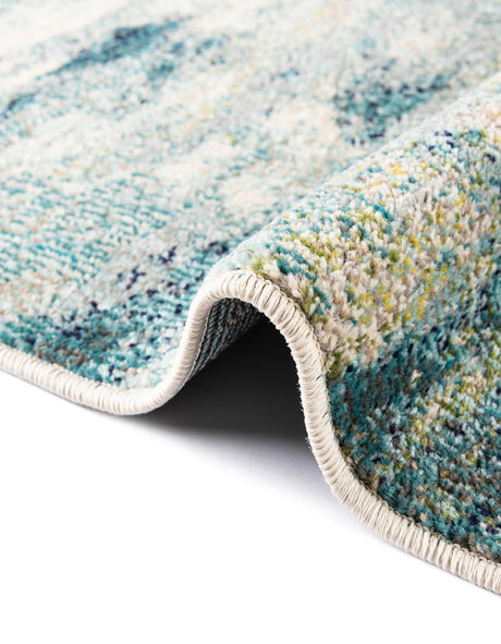 Light Blue 5' x 5' Chromatic Octagon Area Rug 100% Polypropylene With Cotton Backing Abstract Modern Colorful Carpet Mat for Home Decor & Interior Design for Sale at Rug Engine