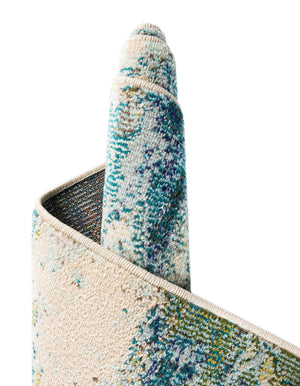 Light Blue 5' x 5' Chromatic Octagon Area Rug 100% Polypropylene With Cotton Backing Abstract Modern Colorful Carpet Mat for Home Decor & Interior Design for Sale at Rug Engine