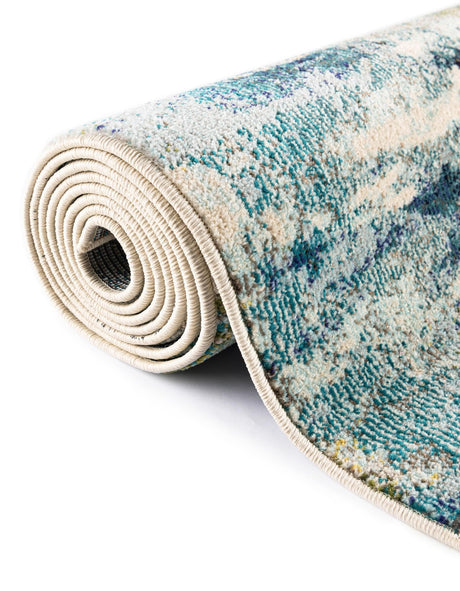 Light Blue 5' x 5' Chromatic Octagon Area Rug 100% Polypropylene With Cotton Backing Abstract Modern Colorful Carpet Mat for Home Decor & Interior Design for Sale at Rug Engine