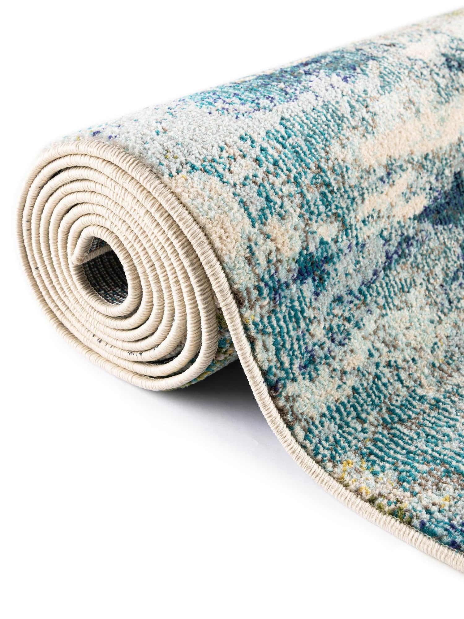 Light Blue 7' 11 x 7' 11 Chromatic Octagon Area Rug 100% Polypropylene With Cotton Backing Abstract Modern Colorful Carpet Mat for Home Decor & Interior Design for Sale at Rug Engine