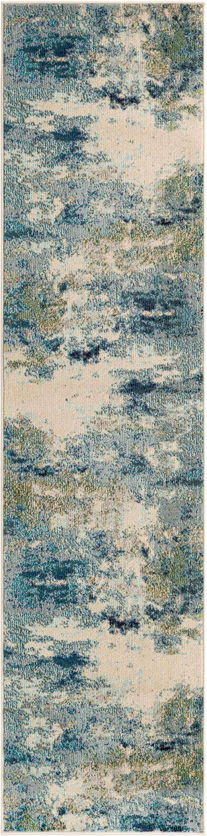 Light Blue 2' x 8' Chromatic Runner Area Rug 100% Polypropylene With Cotton Backing Abstract Modern Colorful Carpet Mat for Home Decor & Interior Design for Sale at Rug Engine