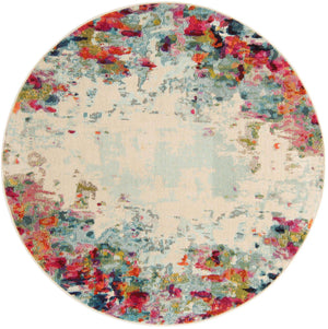 Multicolor 5' x 5' Chromatic Round Area Rug 100% Polypropylene With Cotton Backing Abstract Modern Colorful Carpet Mat for Home Decor & Interior Design for Sale at Rug Engine