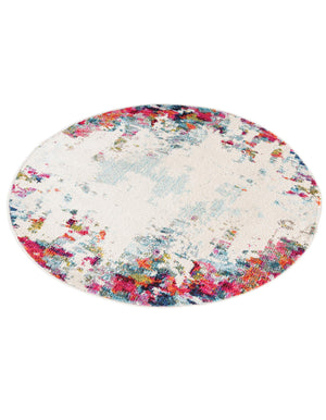 Multicolor 3' 3 x 3' 3 Chromatic Round Area Rug 100% Polypropylene With Cotton Backing Abstract Modern Colorful Carpet Mat for Home Decor & Interior Design for Sale at Rug Engine