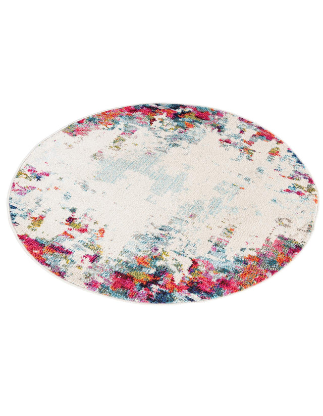 Multicolor 3' 3 x 3' 3 Chromatic Round Area Rug 100% Polypropylene With Cotton Backing Abstract Modern Colorful Carpet Mat for Home Decor & Interior Design for Sale at Rug Engine