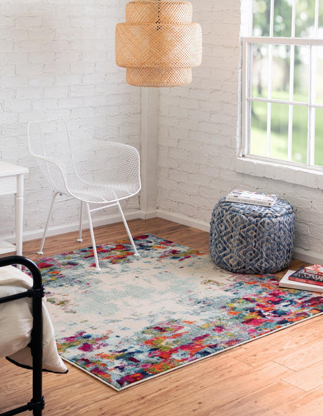 Multicolor 8' x 8' Chromatic Square Area Rug 100% Polypropylene With Cotton Backing Abstract Modern Colorful Carpet Mat for Home Decor & Interior Design for Sale at Rug Engine